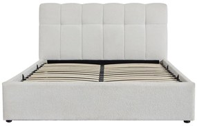 Łóżko ze skrzynią 160 x 200 cm - Bukla - Biały + Materac - MAZIRI