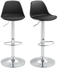 HOMCOM Zestaw 2 Stołków Barowych z Oparciem, Obrotowe, Regulowane na Wysokość, Nośność do 120 kg, 42 x 38 x 82-104 cm, Czarny