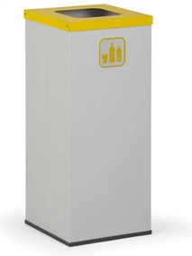 Wewnętrzny kosz do segregacji śmieci, 70 l, uchwyt na worek, szary/żółty