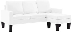 3-osobowa biała sofa z ekoskóry z podnóżkiem - Lencor 4Q