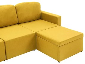 Rozkładana sofa modułowa żółta tkanina - Odi 4Q