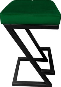 Hoker ZETA krzesło barowe tkanina Welur podstawa metalowa LOFT : Kolor Stelaża - Czarny , Kolor tkaniny - VELVET - MG25