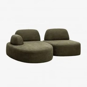 Sofa Modułowy Z Lewym Szezlongiem, 2-częściowy, Tapicerowany Giorgia Tkaniny Verde Army - Sklum