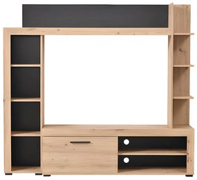 Ścianka RTV BALTIMORE - ze schowkami - Kolor: Dąb i antracyt