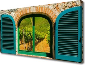 Fotoobraz na płótnie Widok przez Okno na Pola