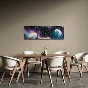 Obraz - Malowany wszechświat (z zegarem) (90x30 cm)