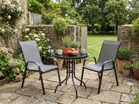 Okrągły stół ogrodowy z szklanym blatem ISLAND BLACK 60 cm, czarny