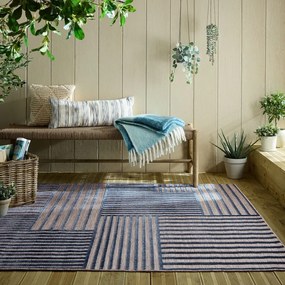 Ciemnoniebieski dywan odpowiedni na zewnątrz 80x150 cm Vigo Blocks – Flair Rugs