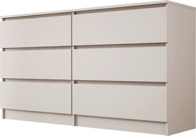 Komoda: 6 szuflad, kaszmir, 139 x 79 x 39 cm