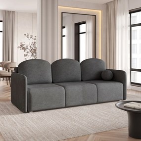 Masseno Sofa SUVI III z funkcją spania i pojemnikiem na pościel, Rozkładana sofa - Szary, NEVE 90