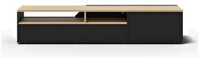 Czarna szafka pod TV z blatem w dekorze dębu 180x38 cm Verone – TemaHome