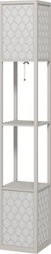HOMCOM Lampa Stojąca w Nowoczesnym Designie, 2 Półki, Przycisk na Łańcuszku, 26 cm x 26 cm x 156 cm, Czarny + Biały