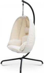 MIADOMODO fotel bujany wiszący beżowy, nośność 160 kg