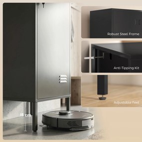 HOMCOM Metalowa szafka z zamykaną drzwiami i drążkiem na ubrania, pojedyncza stalowa szafka do domu lub biura, czarna | Aosom PL