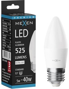 Mexen Nova żarówka LED E27, C37, 5W, Neutralna - 4000K, 525 lm - L102-E27-0540-01