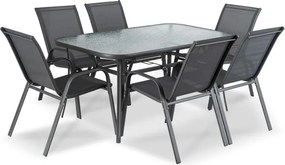 Zestaw Mebli Ogrodowych LIBERTY Szary 6 Krzeseł Stół Tarasowy Nowoczesny