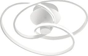 Diva - Nowoczesna lampa sufitowa LED 40W z możliwością ściemniania - Satynowe białe aluminium, ciepłe światło 3000K, 2500lm, dyfuzor silikonowy