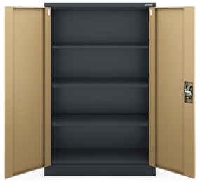 Biurowa szafa metalowa KEVIN, 900 x 1400 x 400 mm, Eco Design: antracytowa/ orzech