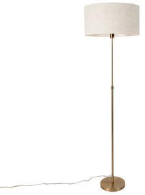 Lampa stojąca regulowana brązowa z abażurem w kolorze jasnoszarym 50 cm - ParteDesignerski Oswietlenie wewnetrzne