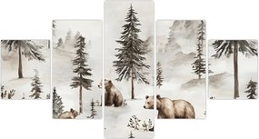 Obraz - Las z niedźwiedziami (125x70 cm)