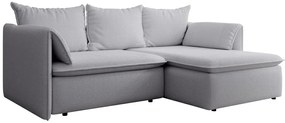 Kanapa narożna prawostronna rozkładana z szarą teksturowaną tapicerką - TEODORA
