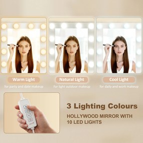 HOMCOM Toaletka z podświetlanym lustrem i tapicerowanym stołkiem, zestaw do makijażu z 6 szufladami i półkami, Biały | Aosom PL