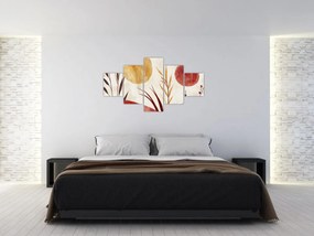 Obraz - Rośliny i okręgi (125x70 cm)