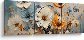 Obraz - Bukiety, malarstwo (z zegarem) (90x30 cm)