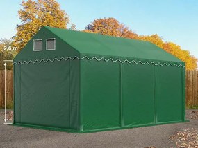 TOOLPORT 3x6m Namiot magazynowy - 2,6 m wysokość ścian bocznych, PVC 800, ciemnozielony, bez statyki - (7701BL)