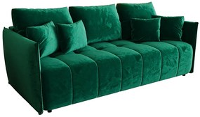 Ciemnozielona welurowa sofa rozkładana z pojemnikiem F2-H35