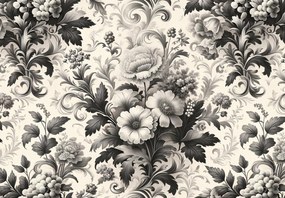 Fototapeta - Czarno-białe kwiaty (196x136 cm)