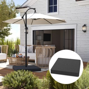 Outsunny Ciężarki do podstawy parasola, Wodoodporne, Napełnialne piaskiem, Plastik, 89D x 89S x 10,5W cm, Czarny