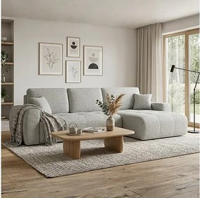 Stylowy narożnik rozkładany prawostronny  IVO XL 280x142 cm w tkaninie CENTAUR 14 szarej