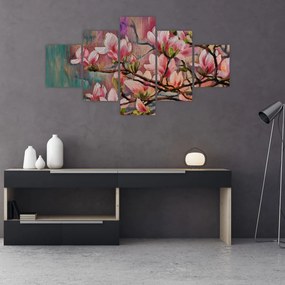 Obraz - Obraz olejny, Kwitnąca sakura (125x70 cm)