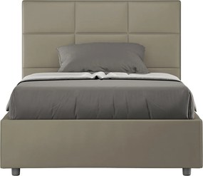 Łóżko wyposażone w stelaż z listwami tapicerowane 120x190 sztucznej skóry cappuccino Mika