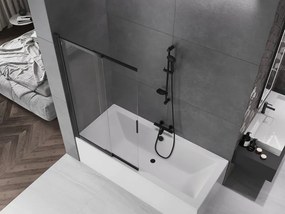 Mexen Fox parawan nawannowy 2-skrzydłowy przesuwny 100 x 150 cm, transparent, czarny - 891-100-002-70-00