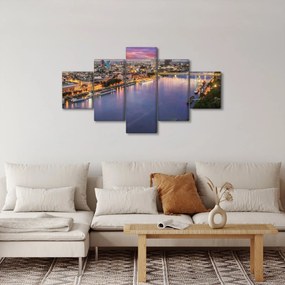 Obraz nocnego miasta Bratysławy z rzeką (125x70 cm)