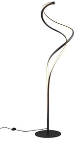 Czarna lampa stojąca LED z metalowym kloszem (wys. 160 cm) Nala – Trio Select