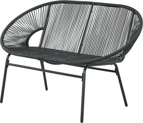 Outsunny Fotel Rattanowy w Stylu Boho, 132 cm x 72 cm x 83 cm, Czarny