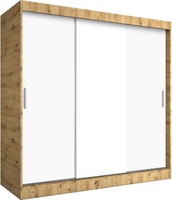 Szafa przesuwna 200 cm dąb artisan + biały P2-M34