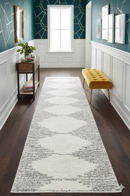 Kremowy chodnik shaggy w nowoczesny wzór C7-N40