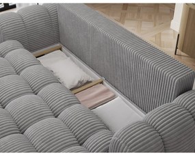 Szara sztruksowa rozkładana sofa 256 cm Cotonn – ELTAP