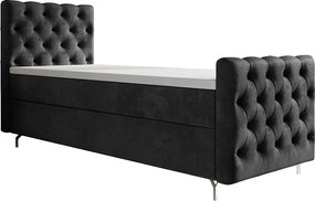 BEDANTE łóżko kontynentalne CHESTER PLUS 90x200 ciemnoszary z materacem H3 i topperem łóżko z pojemnikiem, pojedyncze, hotelowe, do sypialni, ze schowkiem