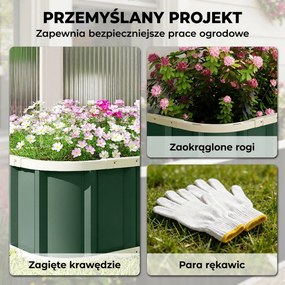 Outsunny Podwyższona grządka stalowa, donica z zatrzaskami, zagięta krawędź, inspekt 136 x 52 x 31 cm Jasnozielony | Aosom PL