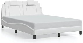 Białe łóżko z ekoskóry z kolorowym oświetleniem LED 140x200 - Izmo 5X