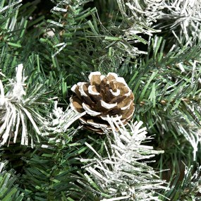 HOMCOM Sztuczna choinka z 800 gałązkami, 61 szyszkami, pokrytymi śniegiem koniuszkami, niepalna, 180 cm | Aosom PL