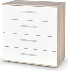 Minimalistyczna komoda  biała + dąb sonomaH6-D37
