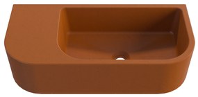 Umywalka betonowa wisząca / nablatowa półokrągła z półką bez otworu na baterię 65 x 30 cm LARMO | różne kolory : Kolor - Ceglasty, Typ montażu - nablatowa