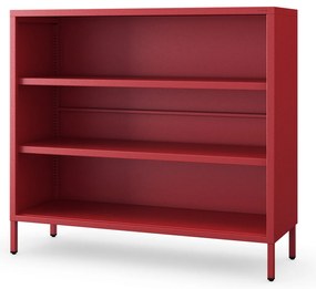 Niski regał metalowy czerwony Modern LUCA, 1000 x 900 x 350 mm