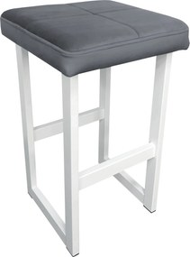 Hoker ALEX krzesło barowe tkanina Welur podstawa metalowa : Kolor Stelaża - Biały, Kolor tkaniny - VELVET - BL14, Wysokość - 75 cm